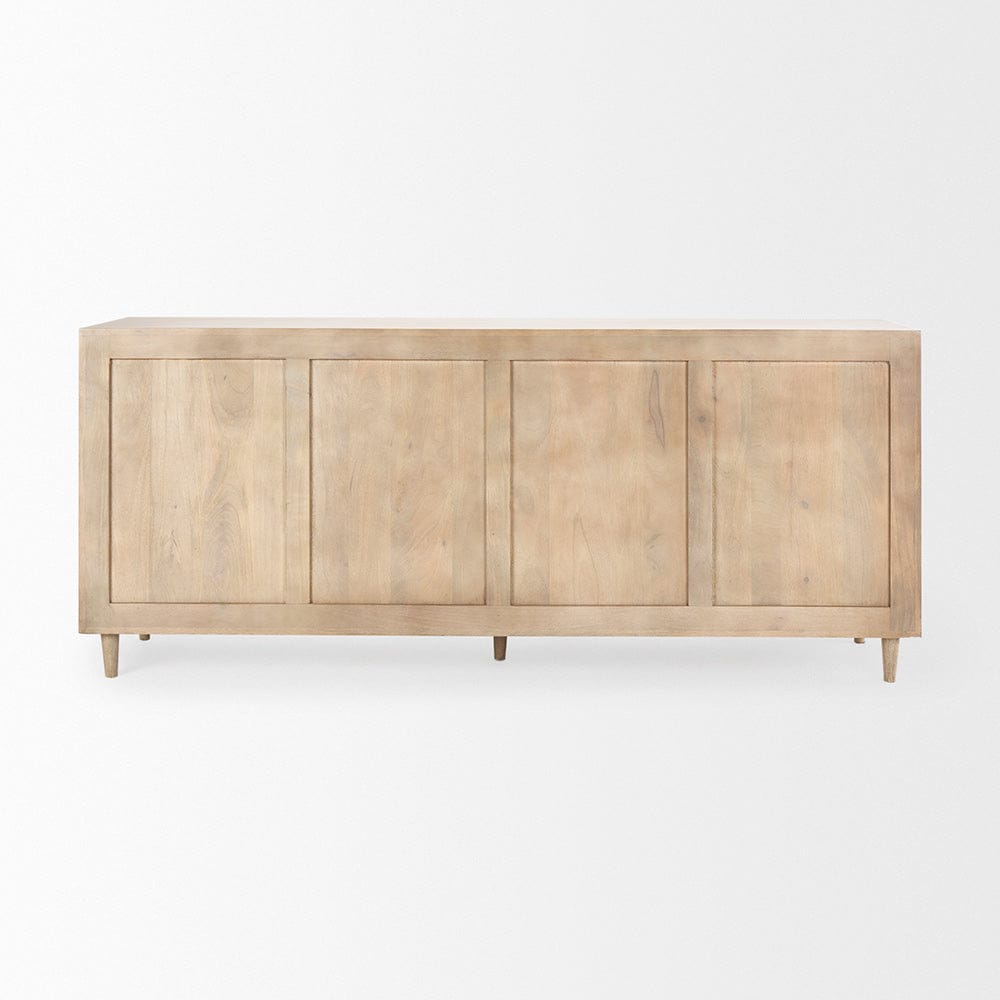 Mercana - Tucker Light Brown Wood w/ Carved Arch Pattern 4 Door Sideboard - 69954 view 4