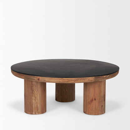 Mercana - Tucson Natural Wood w/ Round Black Oak Top Coffee Table - 70888-AB view 2