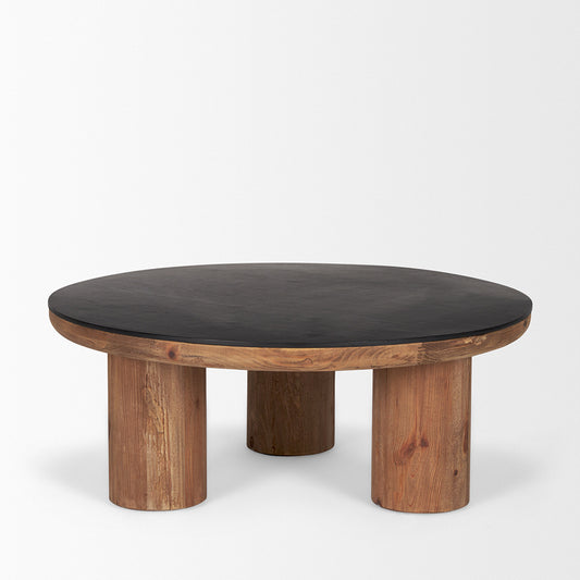 Mercana - Tucson Natural Wood w/ Round Black Oak Top Coffee Table - 70888-AB view 2