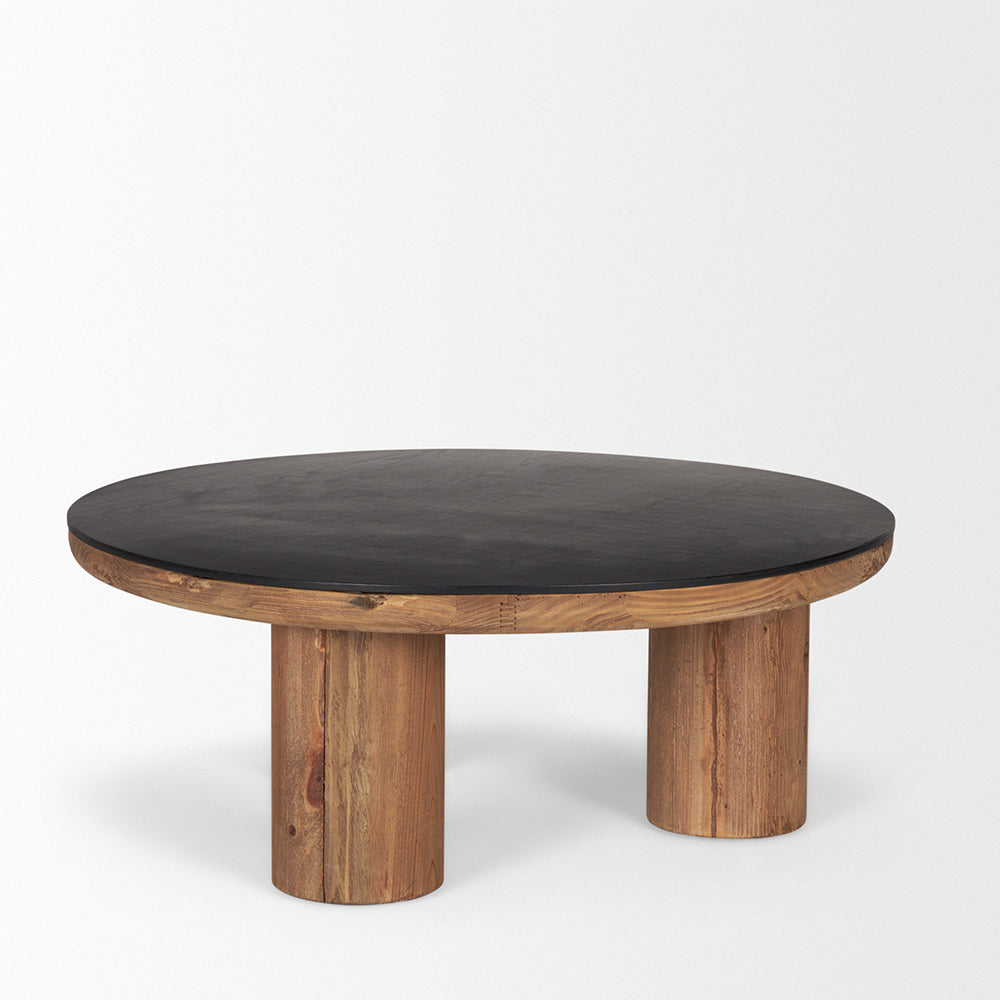 Mercana - Tucson Natural Wood w/ Round Black Oak Top Coffee Table - 70888-AB view 4