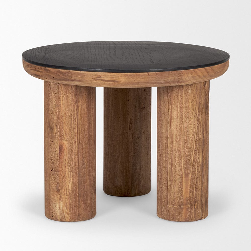 Mercana - Tucson Natural Wood w/ Round Black Oak Top Side Table - 70889-AB view 2