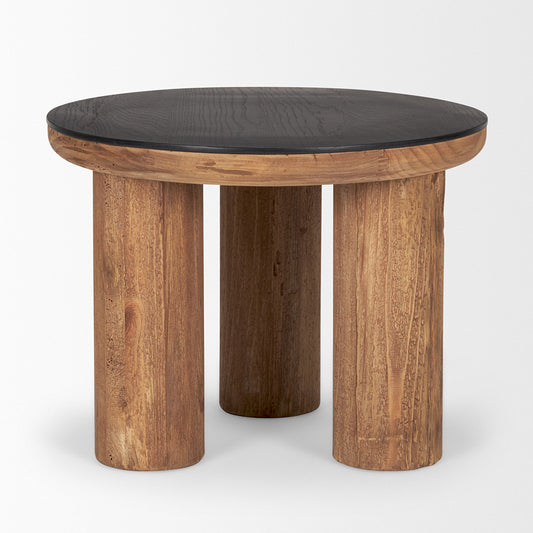 Mercana - Tucson Natural Wood w/ Round Black Oak Top Side Table - 70889-AB view 2