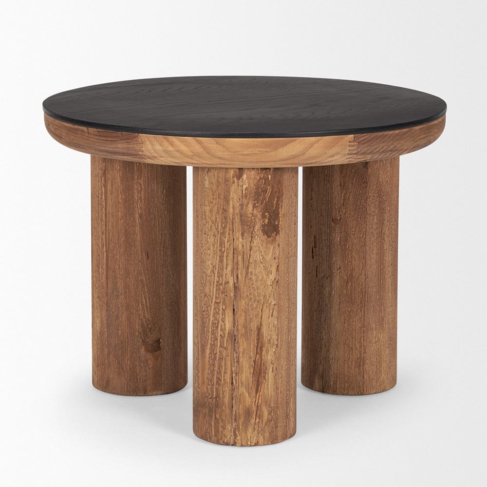 Mercana - Tucson Natural Wood w/ Round Black Oak Top Side Table - 70889-AB view 3