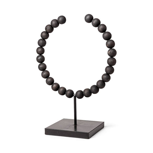 Mercana - Tulane II Large 12L x 6W Black Beaded Broken Sphere Decorative Object - 68683 view 1