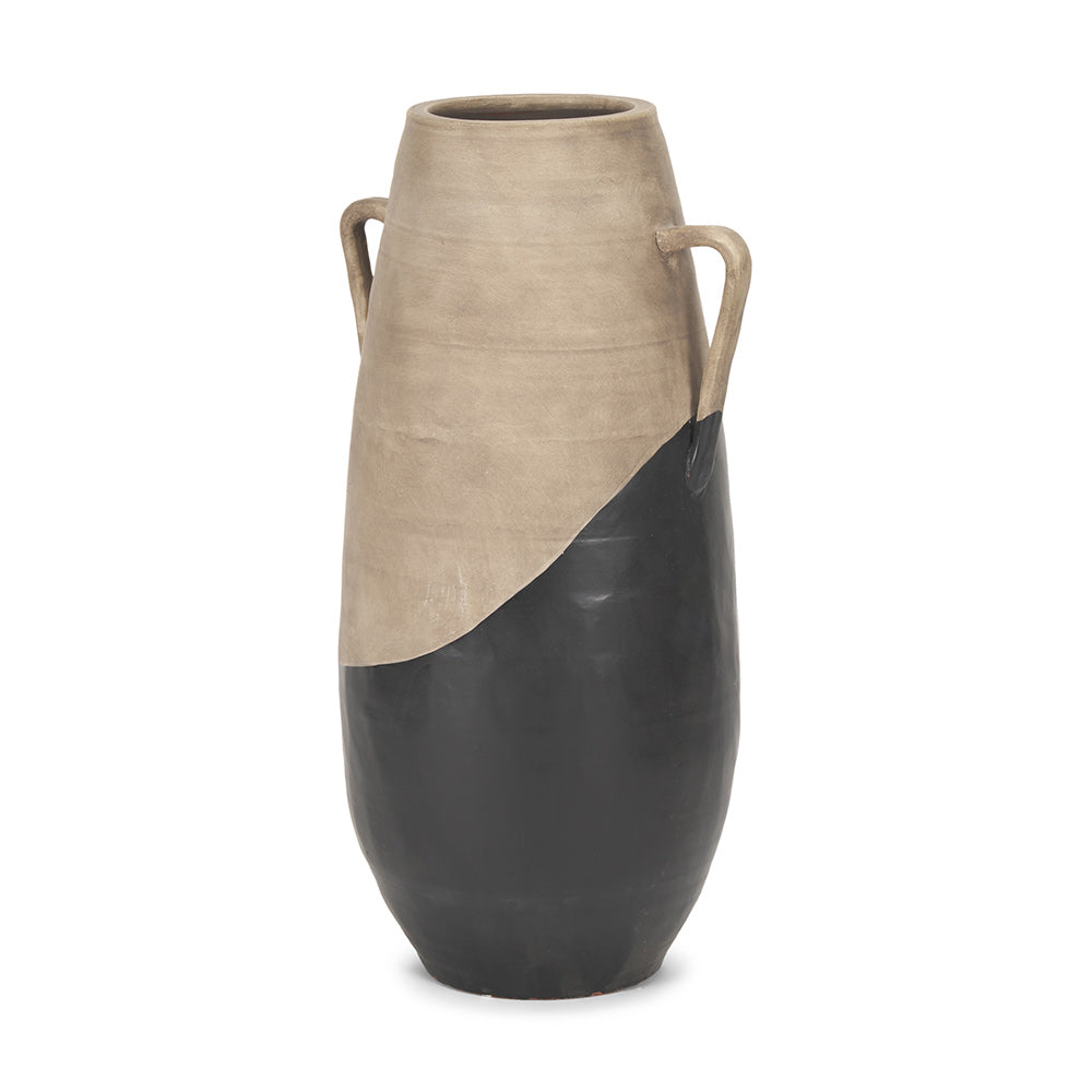 Mercana - Tully Textured Matte Brown w/ Matte Black Ceramic Floor Vase - 71001 view 1