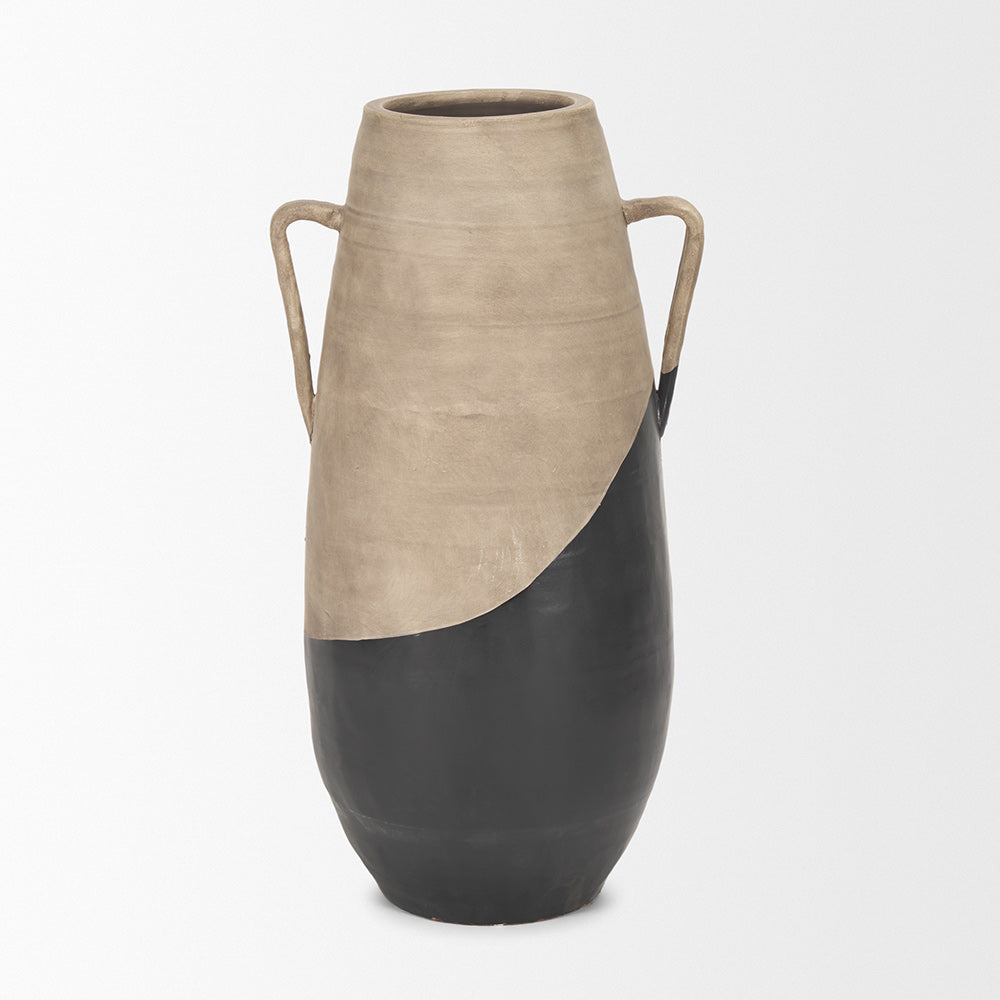 Mercana - Tully Textured Matte Brown w/ Matte Black Ceramic Floor Vase - 71001 view 3
