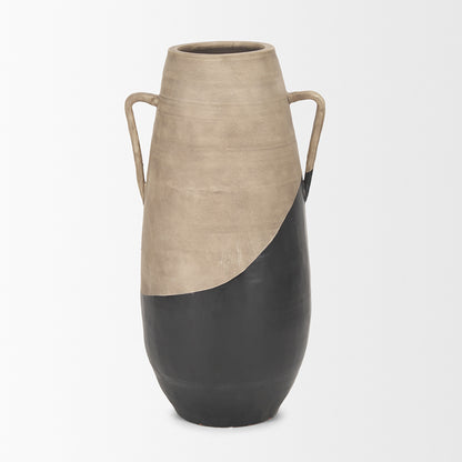 Mercana - Tully Textured Matte Brown w/ Matte Black Ceramic Floor Vase - 71001 view 3