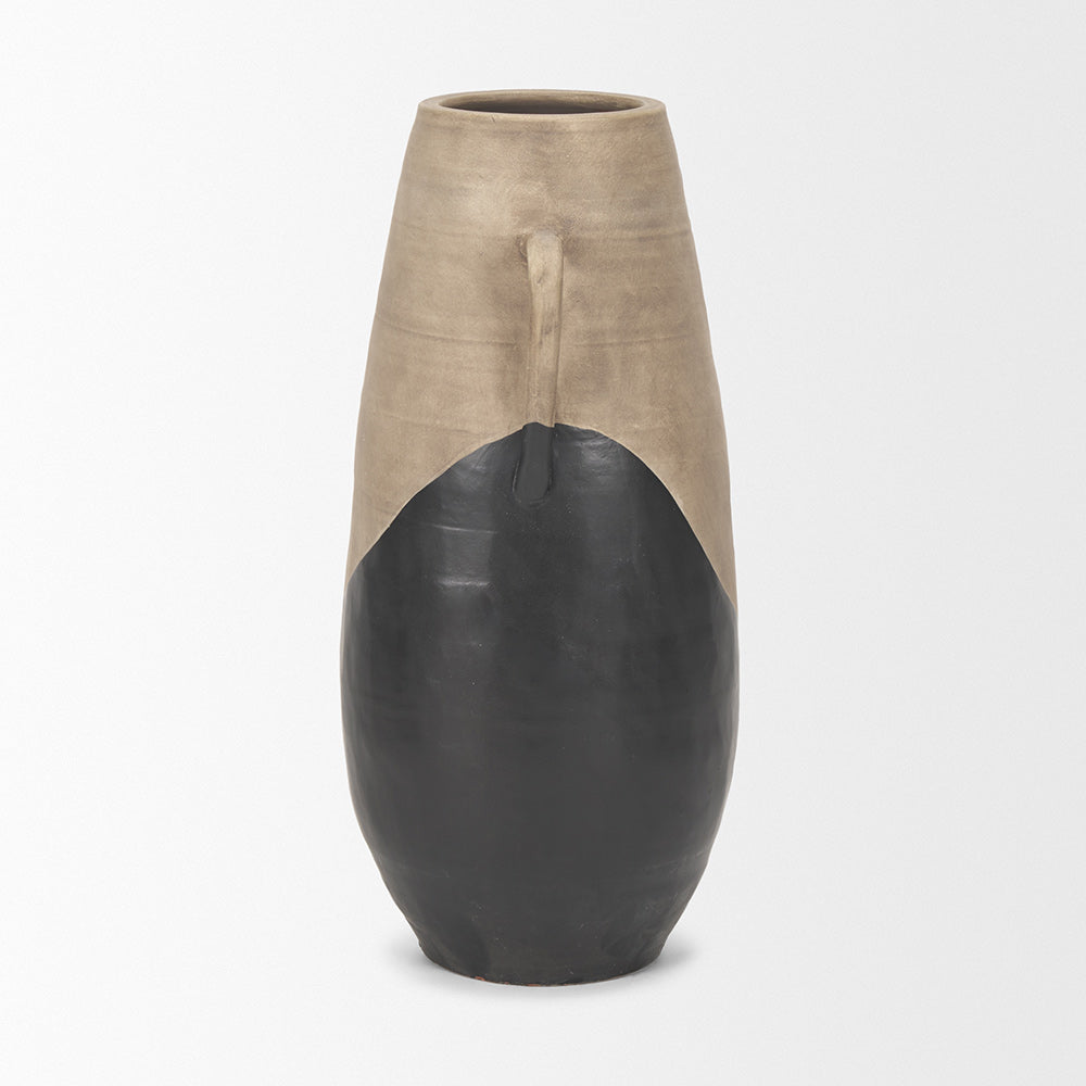 Mercana - Tully Textured Matte Brown w/ Matte Black Ceramic Floor Vase - 71001 view 4