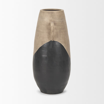 Mercana - Tully Textured Matte Brown w/ Matte Black Ceramic Floor Vase - 71001 view 4