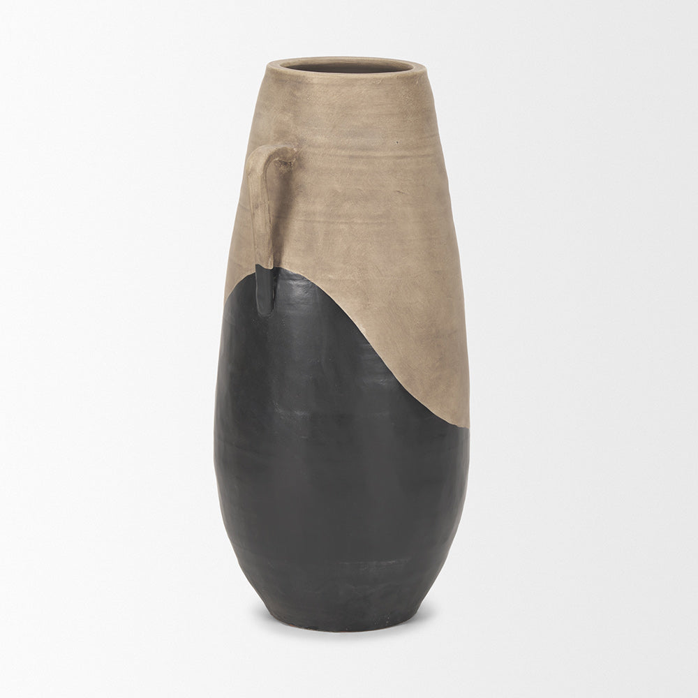 Mercana - Tully Textured Matte Brown w/ Matte Black Ceramic Floor Vase - 71001 view 5
