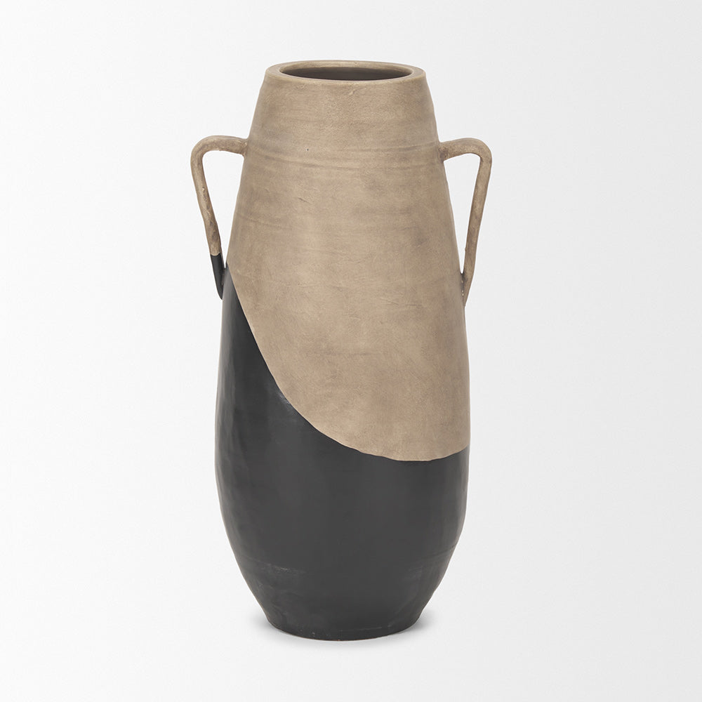Mercana - Tully Textured Matte Brown w/ Matte Black Ceramic Floor Vase - 71001 view 6