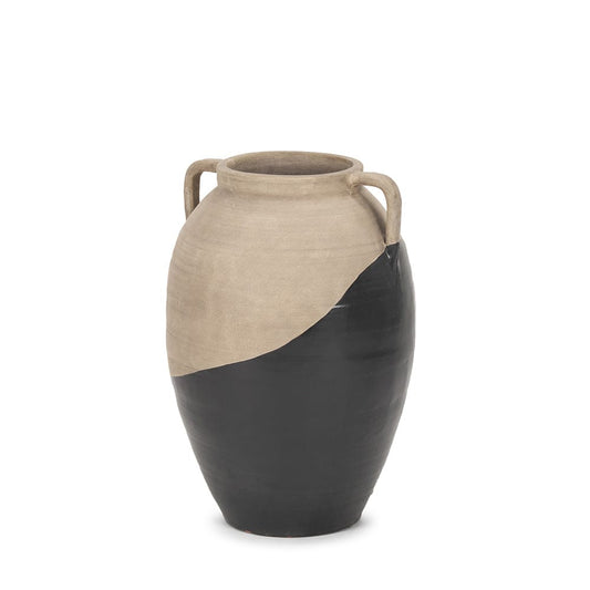 Mercana - Tully Textured Matte Brown w/ Matte Black Short Ceramic Floor Vase - 71002 view 1