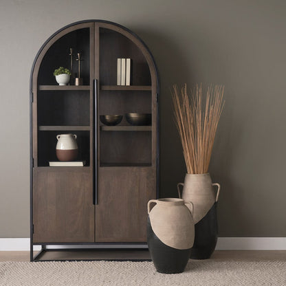 Mercana - Tully Textured Matte Brown w/ Matte Black Short Ceramic Floor Vase - 71002 view 2