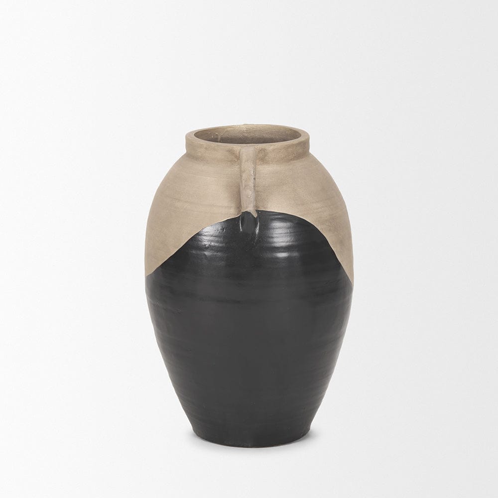 Mercana - Tully Textured Matte Brown w/ Matte Black Short Ceramic Floor Vase - 71002 view 4