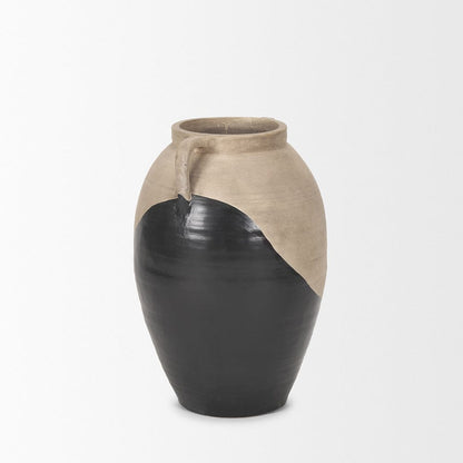Mercana - Tully Textured Matte Brown w/ Matte Black Short Ceramic Floor Vase - 71002 view 5