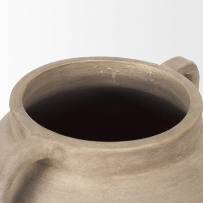 Mercana - Tully Textured Matte Brown w/ Matte Black Short Ceramic Floor Vase - 71002 view 7