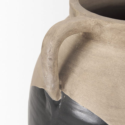 Mercana - Tully Textured Matte Brown w/ Matte Black Short Ceramic Floor Vase - 71002 view 9