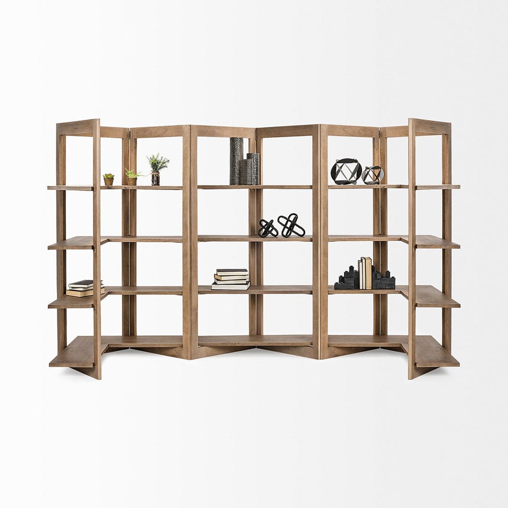 Mercana - Turnbull I 42L x 16W x 72H Light Brown Wood Four Shelf Shelving Unit - 68212 view 11