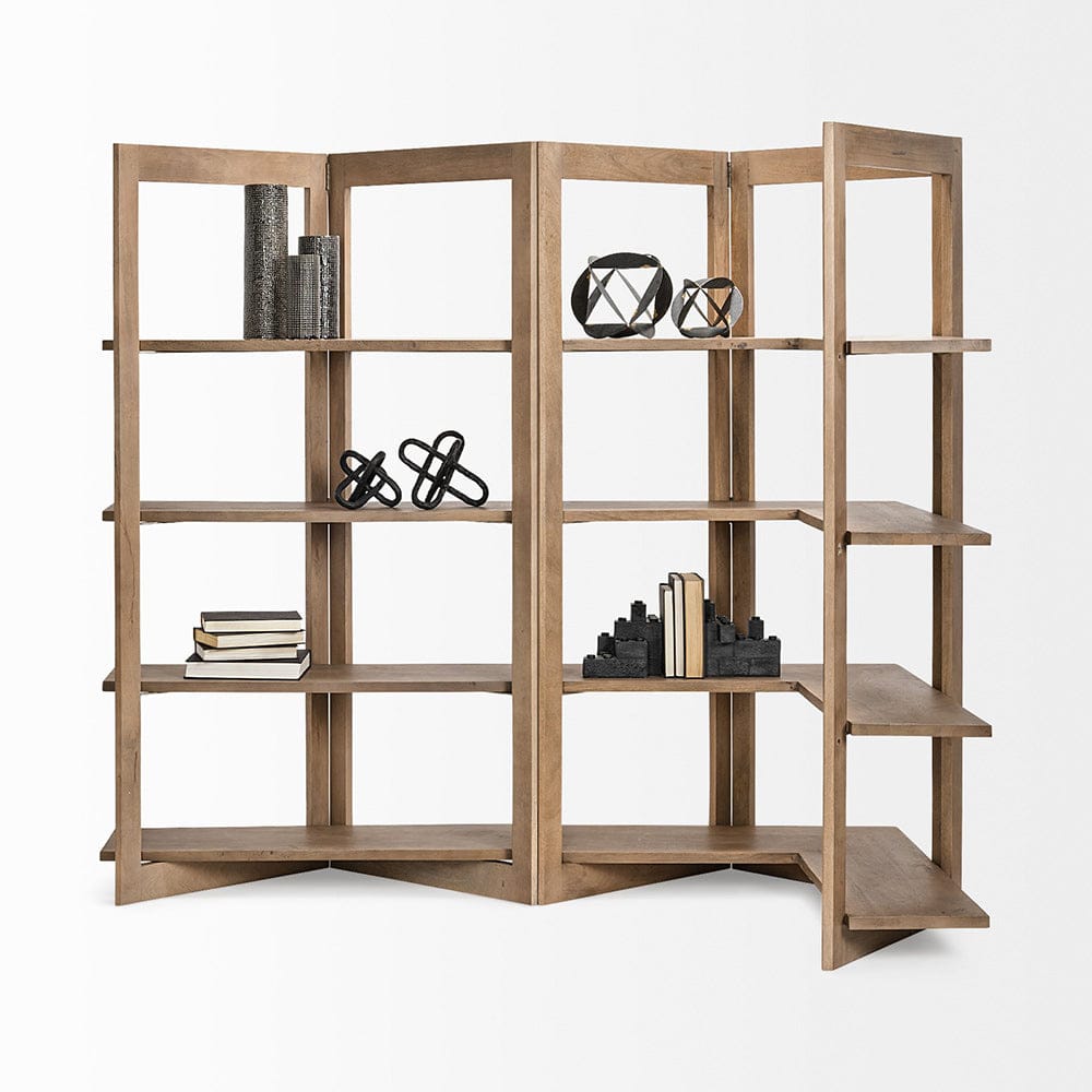 Mercana - Turnbull I 42L x 16W x 72H Light Brown Wood Four Shelf Shelving Unit - 68212 view 12