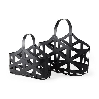 Mercana - Tyrell 23L x 11W; 18L x 8W Black Iron Metal Baskets (Set of 2) - 67798 view 1