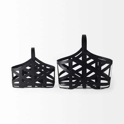 Mercana - Tyrell 23L x 11W; 18L x 8W Black Iron Metal Baskets (Set of 2) - 67798 view 3