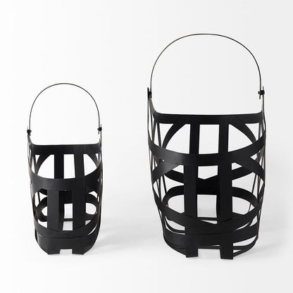 Mercana - Tyrell 23L x 11W; 18L x 8W Black Iron Metal Baskets (Set of 2) - 67798 view 6