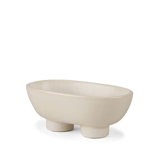 Mercana - Tyren Cream Glazed Decorative Oblong Ceramic Bowl - 70978 view 1