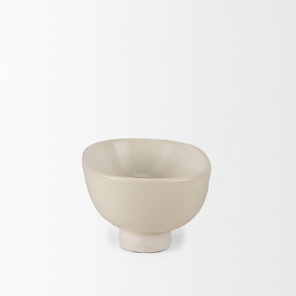 Mercana - Tyren Cream Glazed Decorative Oblong Ceramic Bowl - 70978 view 3
