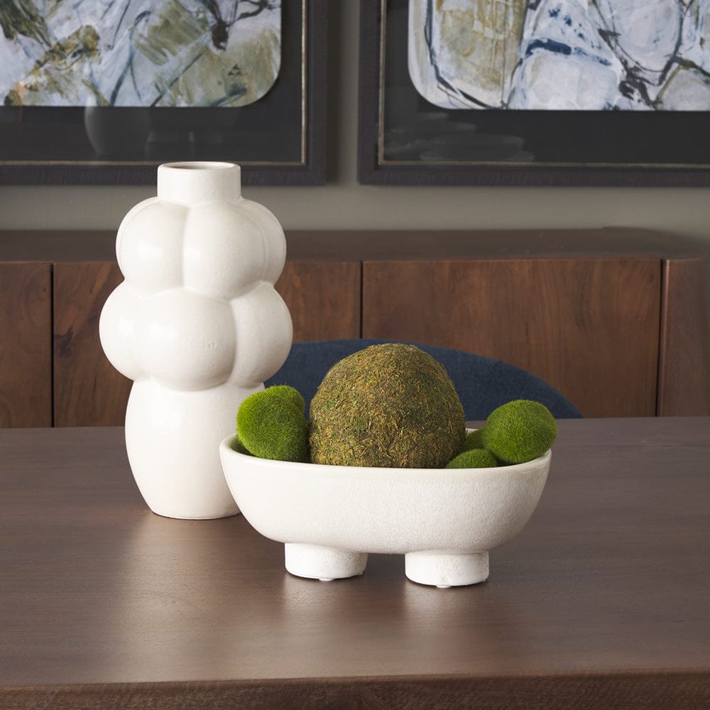 Mercana - Tyren Cream Glazed Decorative Oblong Ceramic Bowl - 70978 view 8