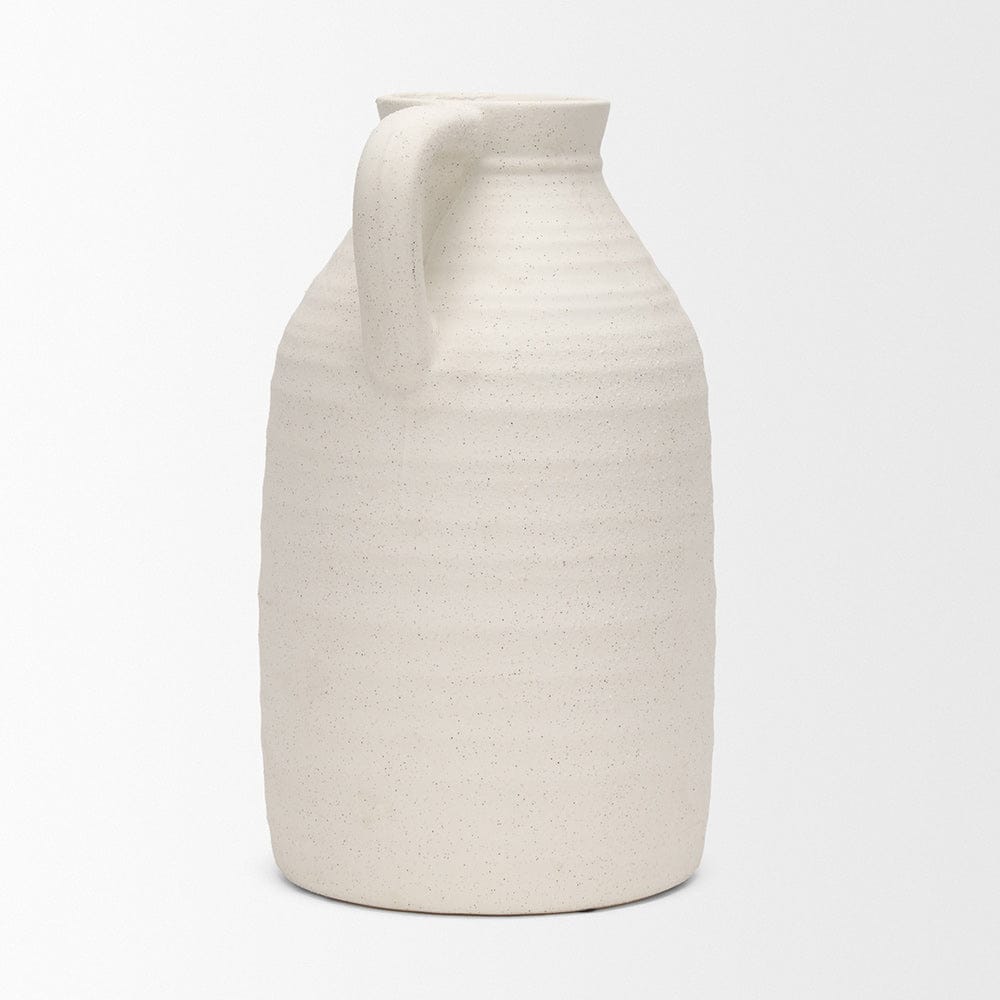 Mercana - Tyrus Large Textured Matte White w/ Speckling Ceramic Vase - 70992 view 4