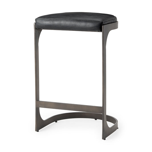 Mercana - Tyson 17L x 18W x 28H Black Leather W/ Metal Frame Counter Stool - 69268 view 1