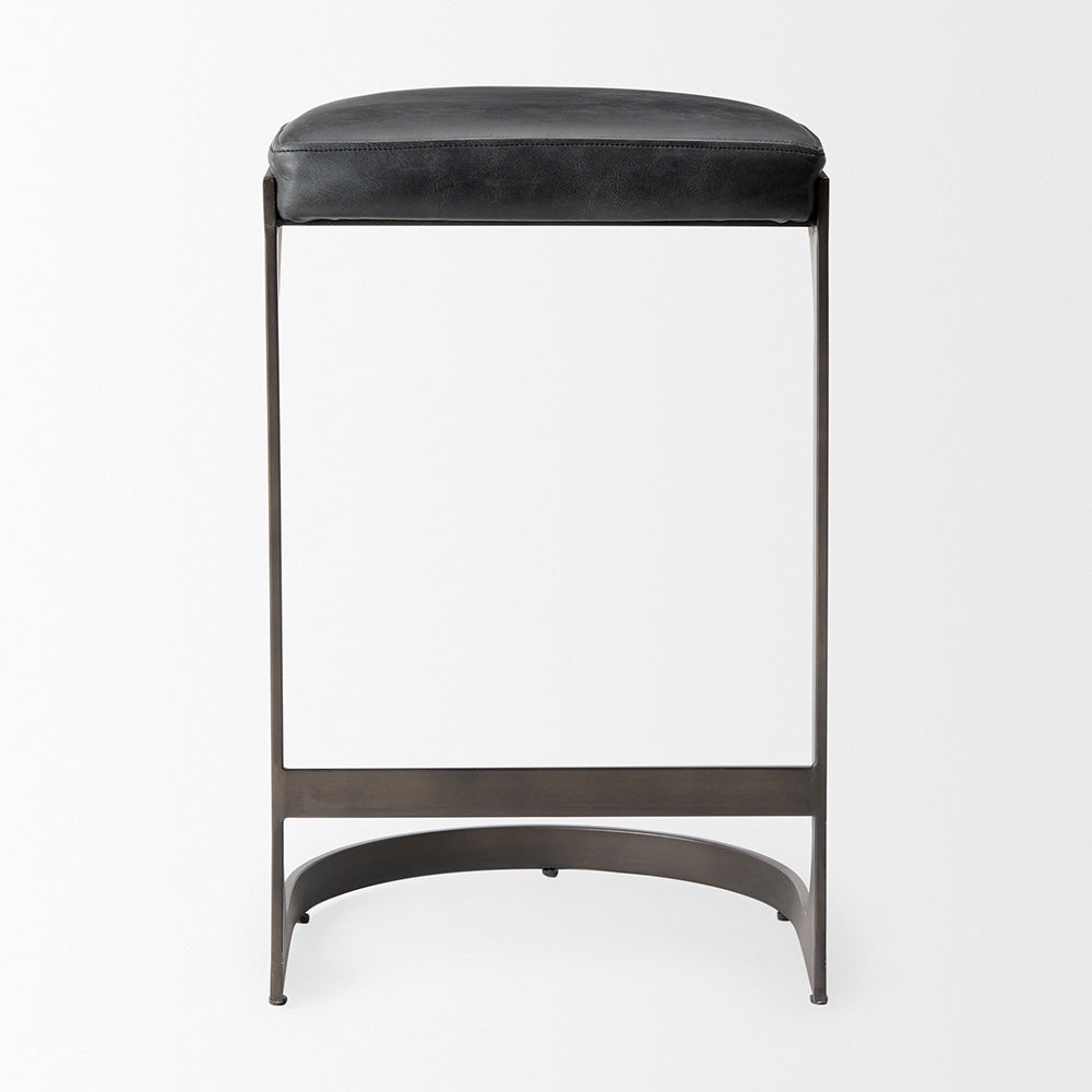 Mercana - Tyson 17L x 18W x 28H Black Leather W/ Metal Frame Counter Stool - 69268 view 2