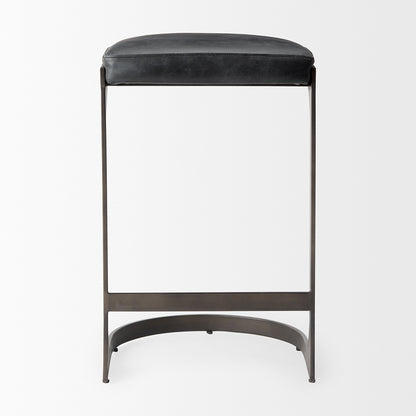 Mercana - Tyson 17L x 18W x 28H Black Leather W/ Metal Frame Counter Stool - 69268 view 2