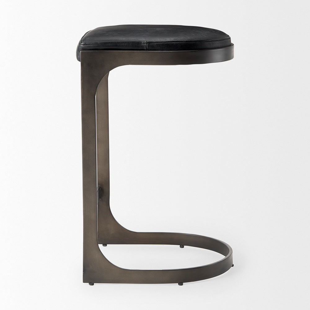 Mercana - Tyson 17L x 18W x 28H Black Leather W/ Metal Frame Counter Stool - 69268 view 3