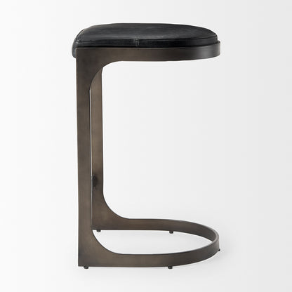Mercana - Tyson 17L x 18W x 28H Black Leather W/ Metal Frame Counter Stool - 69268 view 3