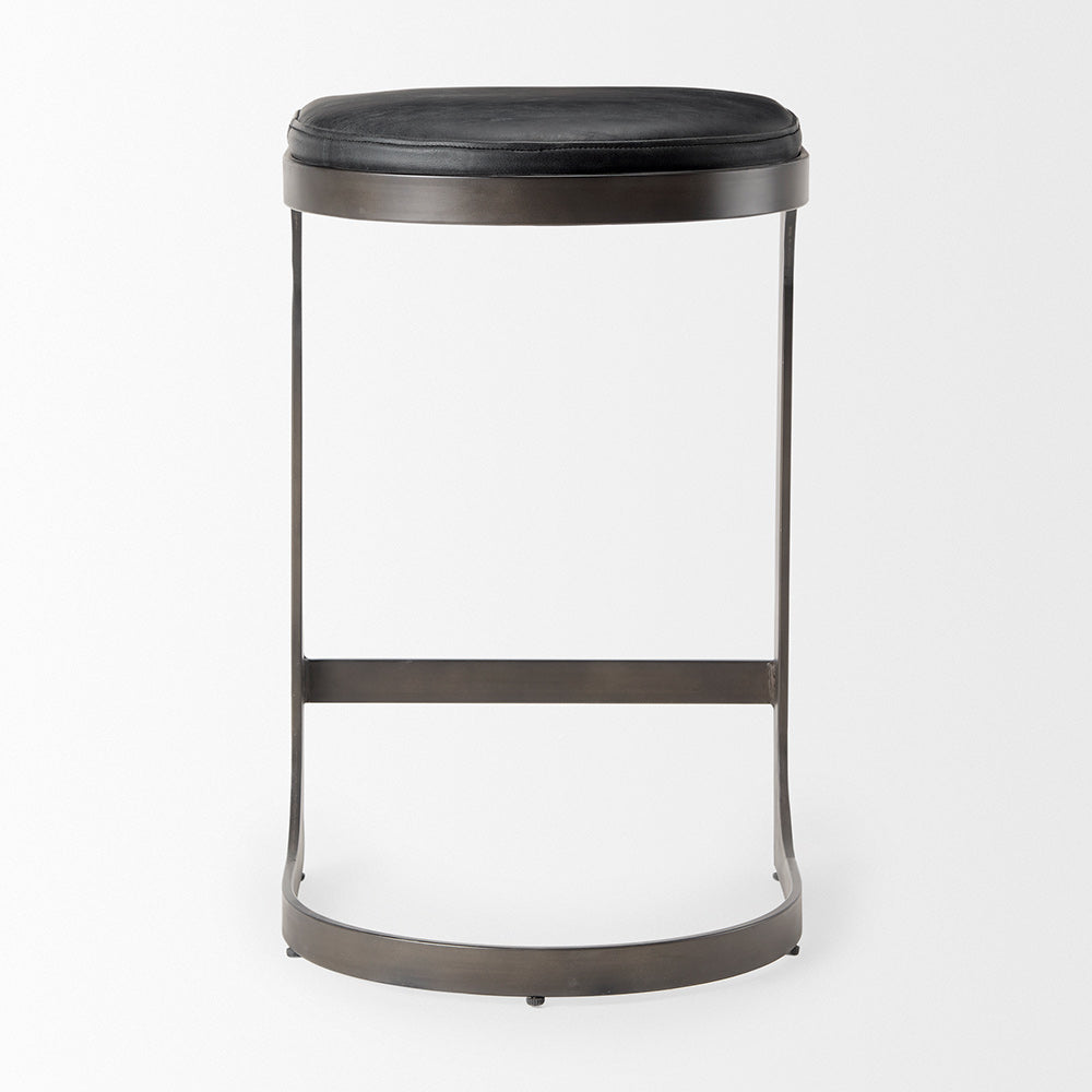 Mercana - Tyson 17L x 18W x 28H Black Leather W/ Metal Frame Counter Stool - 69268 view 4