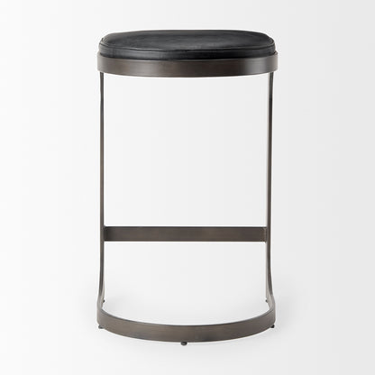 Mercana - Tyson 17L x 18W x 28H Black Leather W/ Metal Frame Counter Stool - 69268 view 4