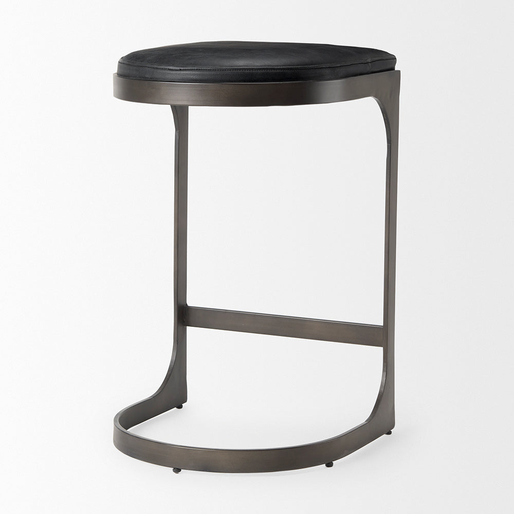 Mercana - Tyson 17L x 18W x 28H Black Leather W/ Metal Frame Counter Stool - 69268 view 5