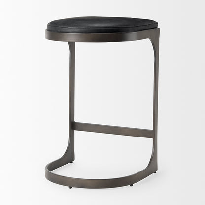 Mercana - Tyson 17L x 18W x 28H Black Leather W/ Metal Frame Counter Stool - 69268 view 5