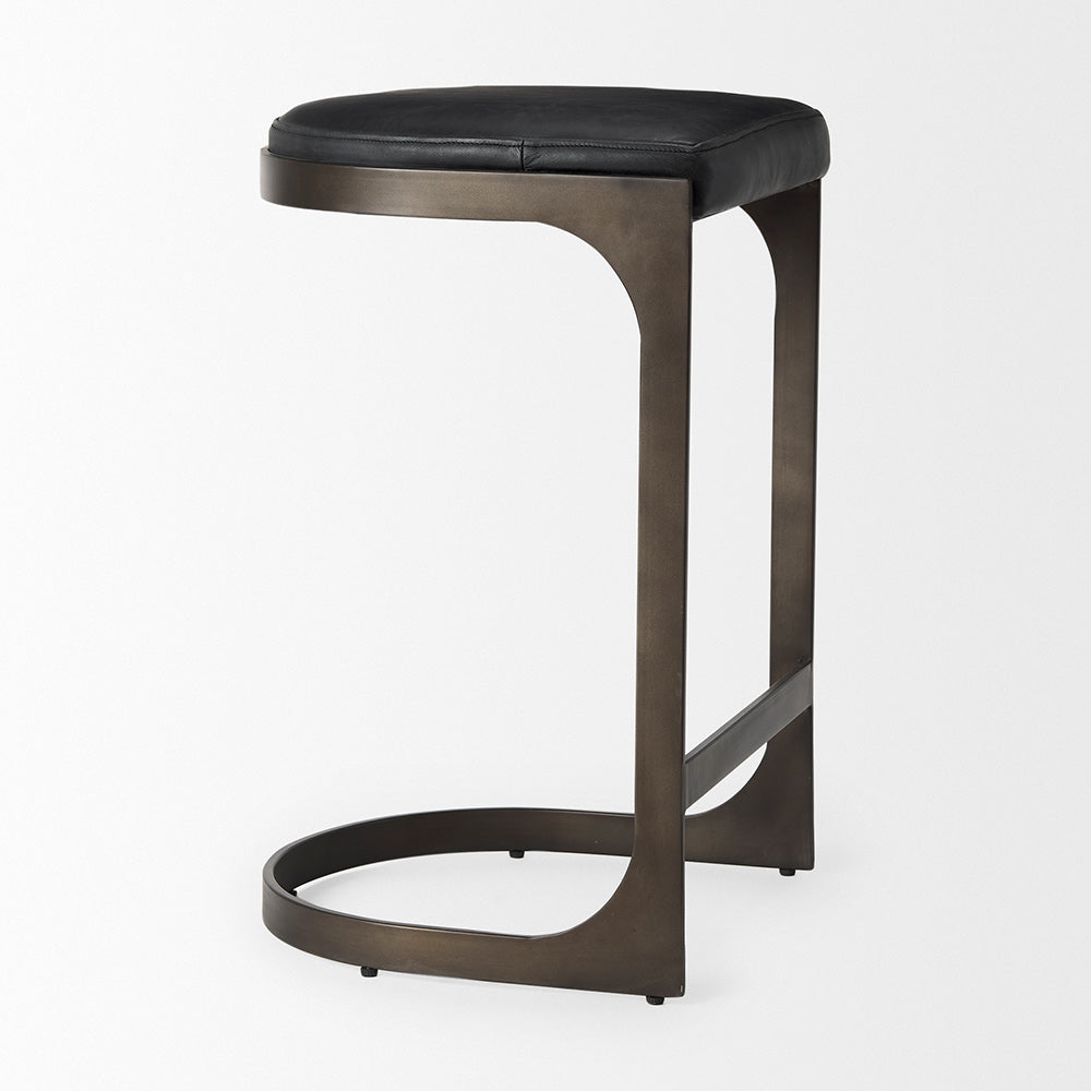 Mercana - Tyson 17L x 18W x 28H Black Leather W/ Metal Frame Counter Stool - 69268 view 6