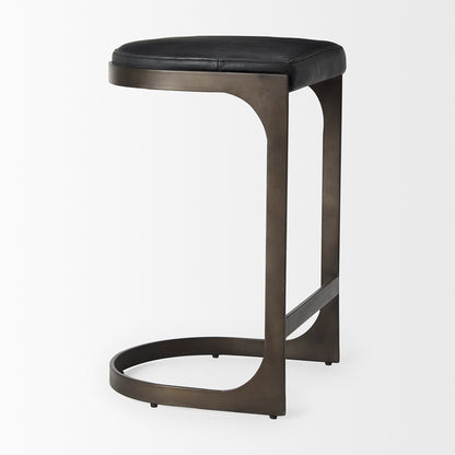 Mercana - Tyson 17L x 18W x 28H Black Leather W/ Metal Frame Counter Stool - 69268 view 6