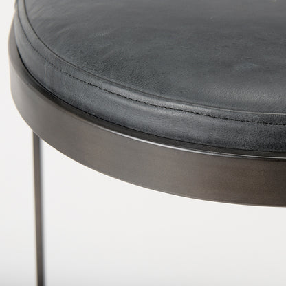Mercana - Tyson 17L x 18W x 28H Black Leather W/ Metal Frame Counter Stool - 69268 view 8