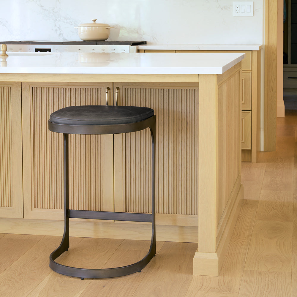 Mercana - Tyson 17L x 18W x 28H Black Leather W/ Metal Frame Counter Stool - 69268 view 11
