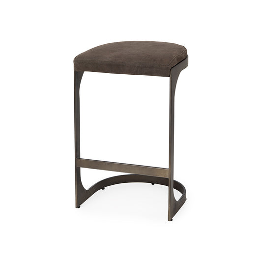 Mercana - Tyson 17L x 18W x 28H Brown/Gray Suede W/ Metal Frame Counter Stool - 69269_CLOSEOUT view 1