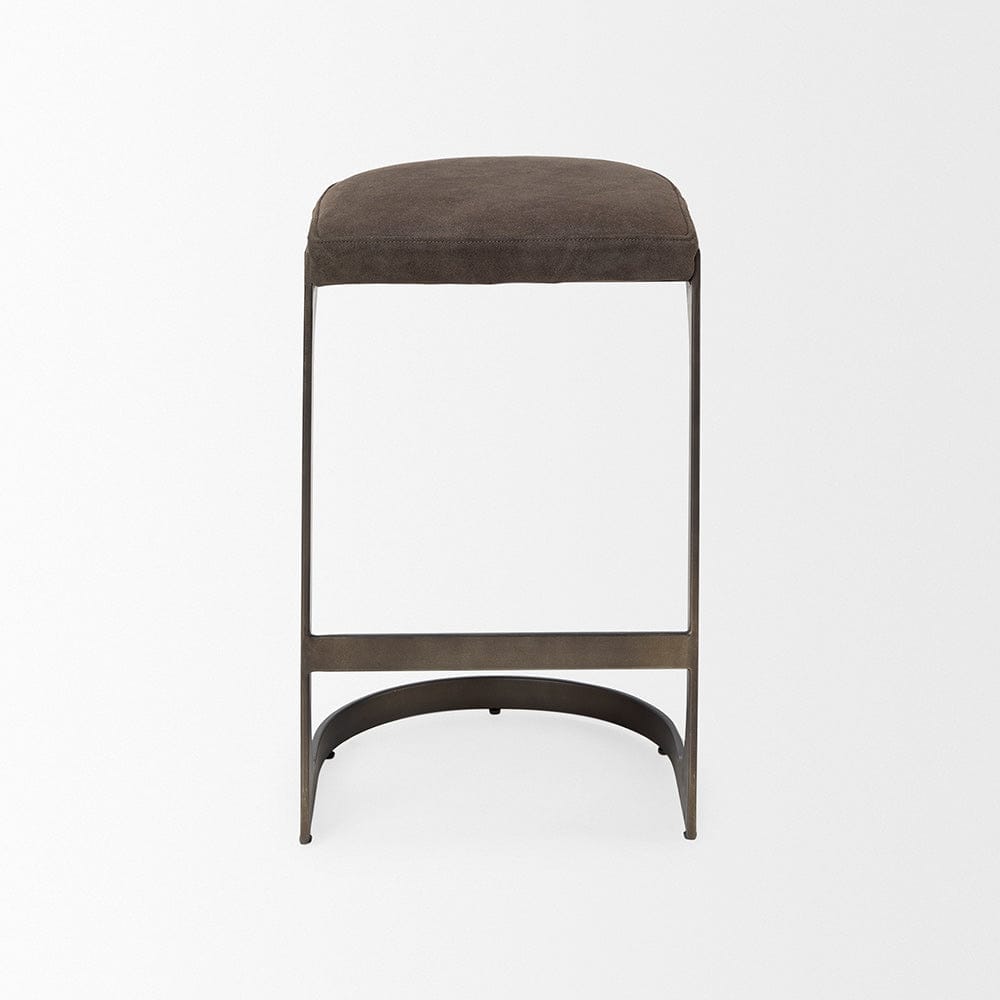 Mercana - Tyson 17L x 18W x 28H Brown/Gray Suede W/ Metal Frame Counter Stool - 69269_CLOSEOUT view 3