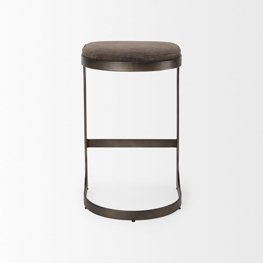 Mercana - Tyson 17L x 18W x 28H Brown/Gray Suede W/ Metal Frame Counter Stool - 69269_CLOSEOUT view 5