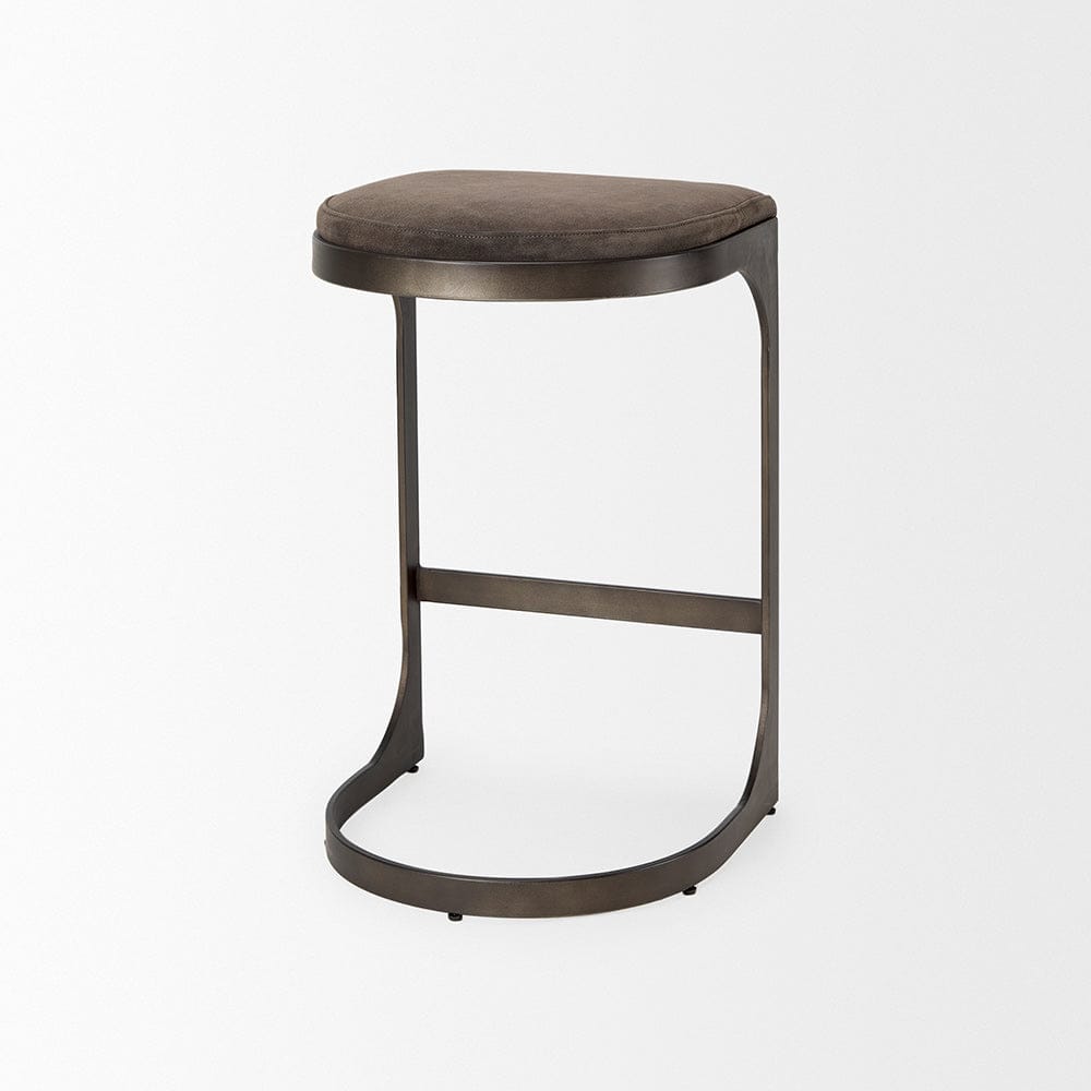 Mercana - Tyson 17L x 18W x 28H Brown/Gray Suede W/ Metal Frame Counter Stool - 69269_CLOSEOUT view 6