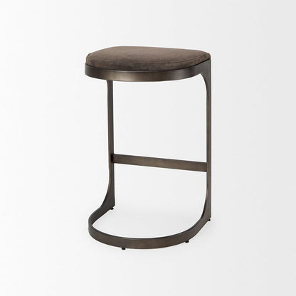 Mercana - Tyson 17L x 18W x 28H Brown/Gray Suede W/ Metal Frame Counter Stool - 69269_CLOSEOUT view 6
