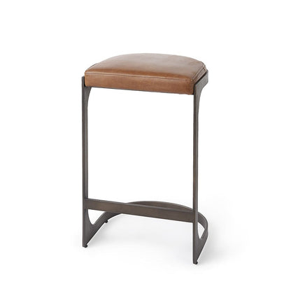 Mercana - Tyson 17L x 18W x 28H Brown Leather W/ Metal Frame Counter Stool - 69267 view 1