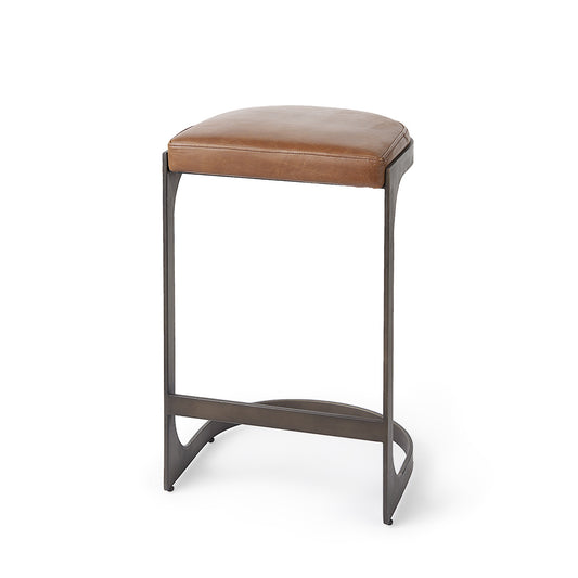 Mercana - Tyson 17L x 18W x 28H Brown Leather W/ Metal Frame Counter Stool - 69267 view 1
